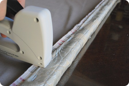 staple fabric to top