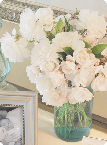 ball jar and roses