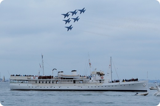 blue angels over ship