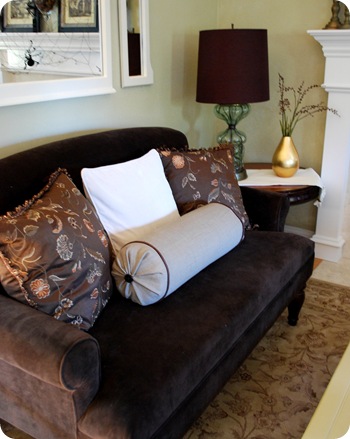 bolster sits in living room