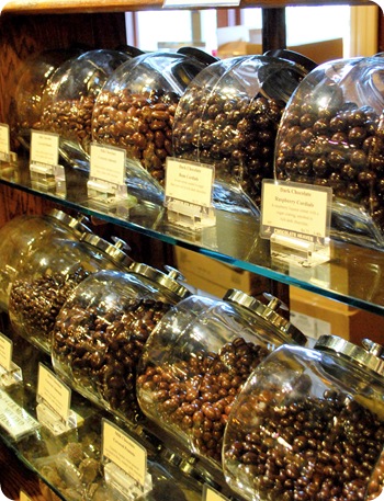 chocolate candies in jars