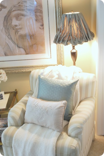 ruffled shade in reading corner