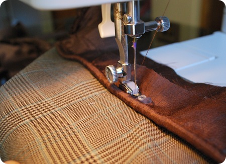 sew piping to plaid pillow