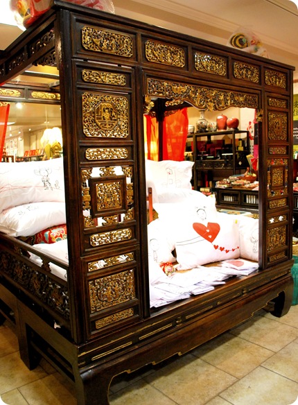 china town carved wood bed