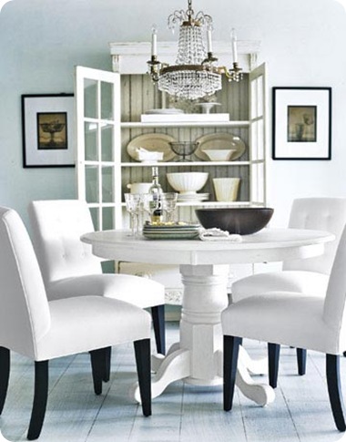 white dining room country lving