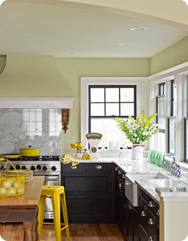 country living green walls marble counters