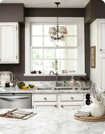country living brown walls white kitchen