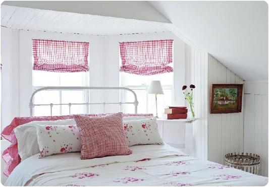 red and white bedroom