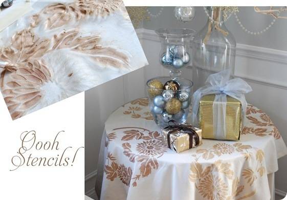 stenciled tablecloth