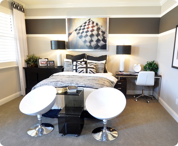 black and white bedroom