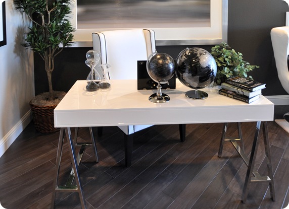 lacquer desk chrome sawhorse legs
