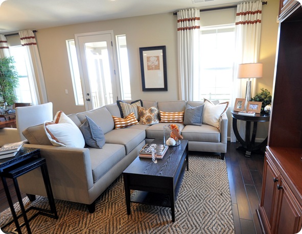 sectional orange trim