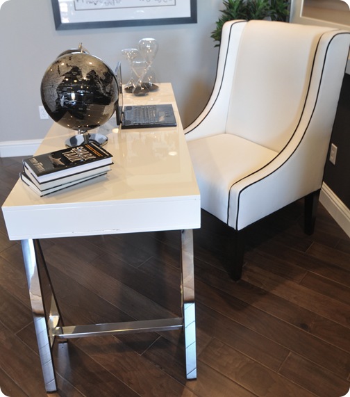 white chair black piping