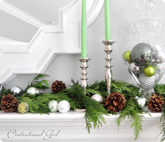 green and silver on mantel cg