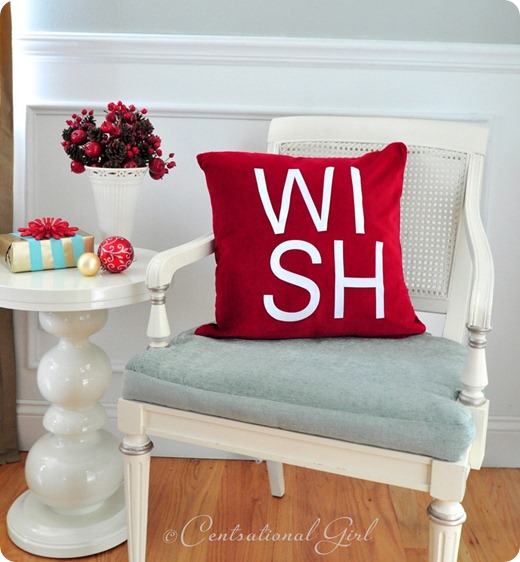 wish pillow on chair cg