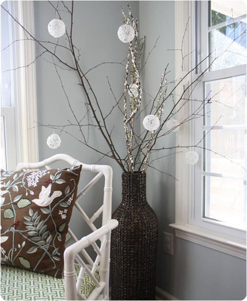glittery string snowballs