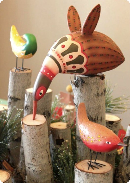 whimsical birds tablescape