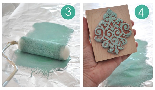 roll paint on stamp