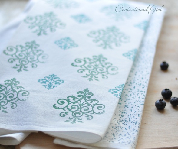 stamped tea towels