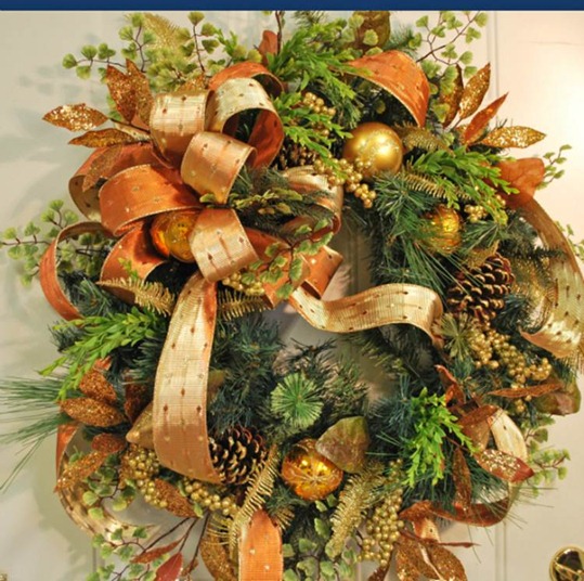 copper ribbon wreath
