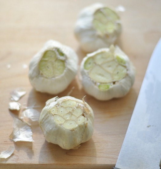 cut garlic heads