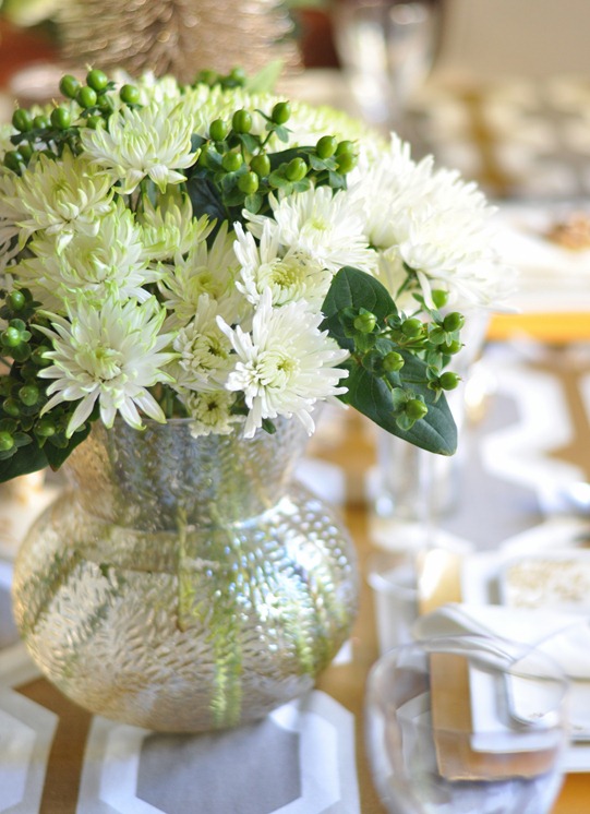 grocery store flowers in goblet vase