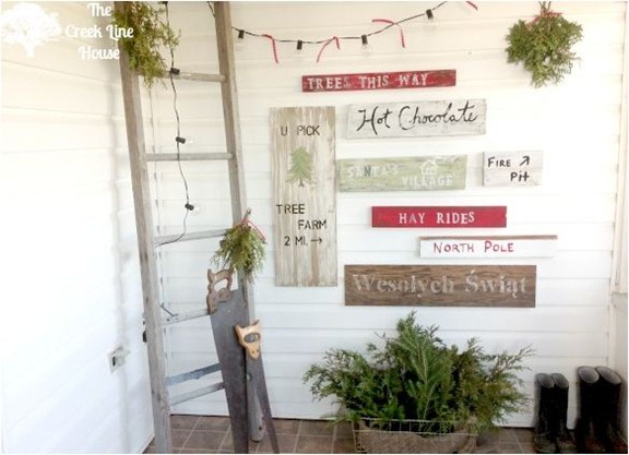 tree farm inspired sign wall creeklinehouse