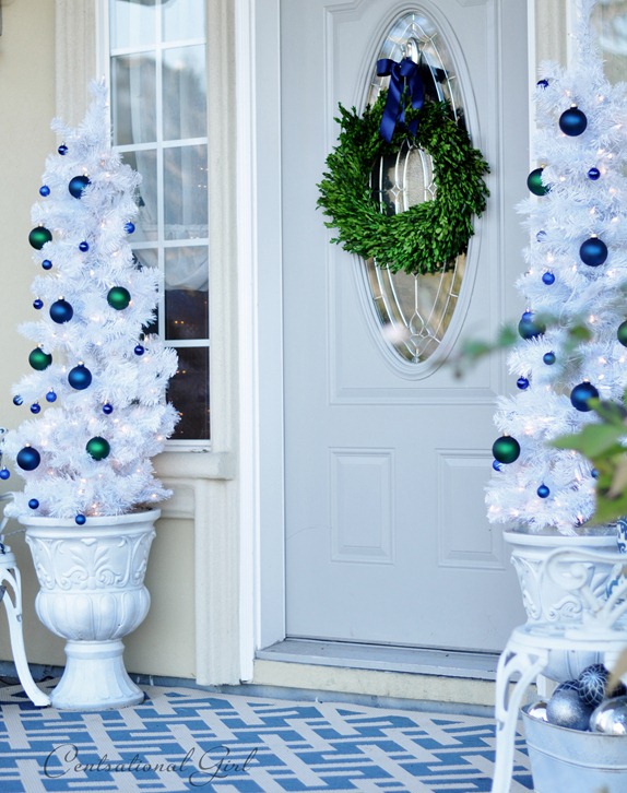 white trees on porch
