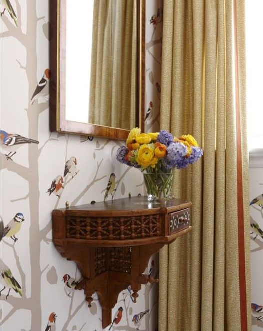 antique shelf in powder room sarah richardson