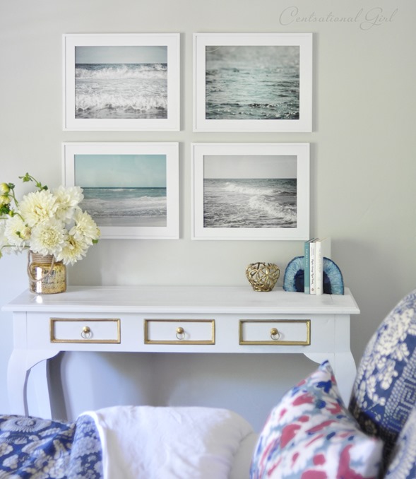 beach prints above console