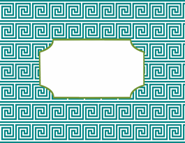 greek key teal and fern