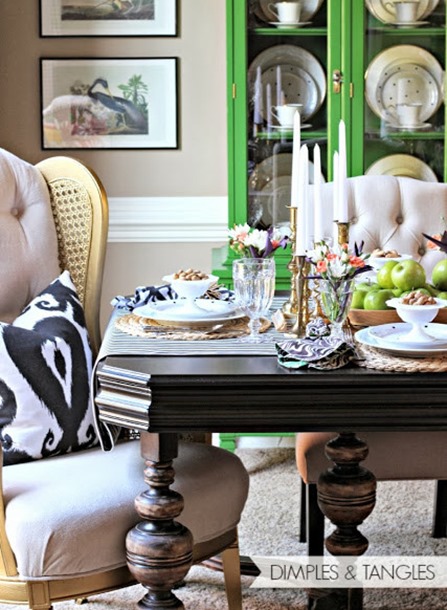 black and white tablescape dimples tangles