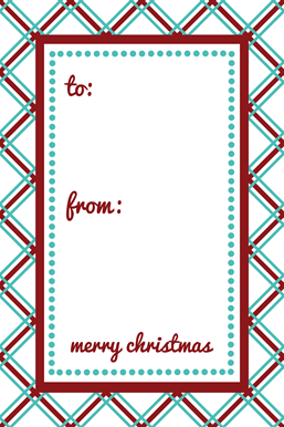 red aqua christmas tag
