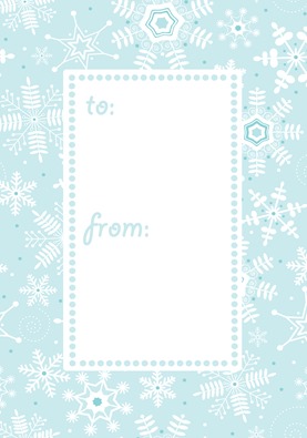 white snowflake label