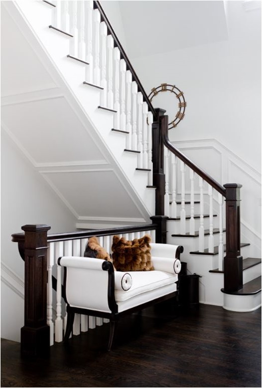 dark stained wood and white entry