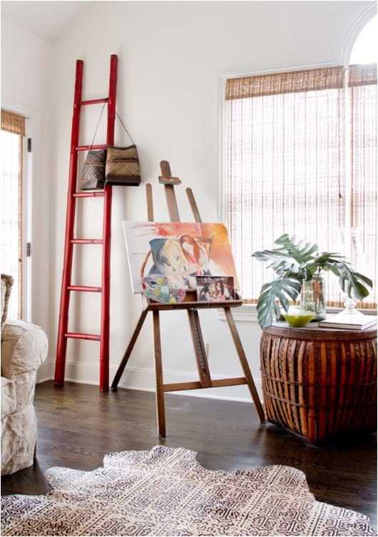 ladder easel printed cowhide rug