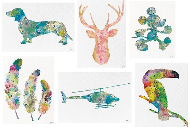 silhouette watercolors