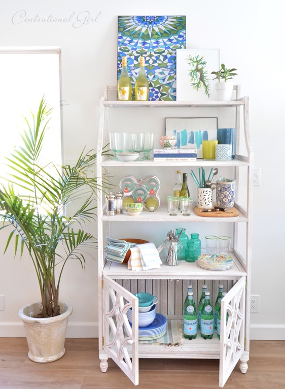 ceylon whitewashed bakers rack