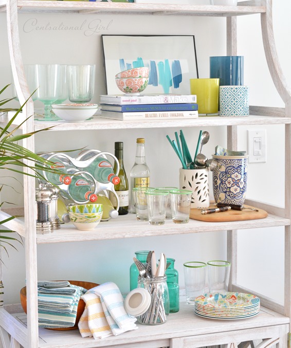 whitewash bakers rack