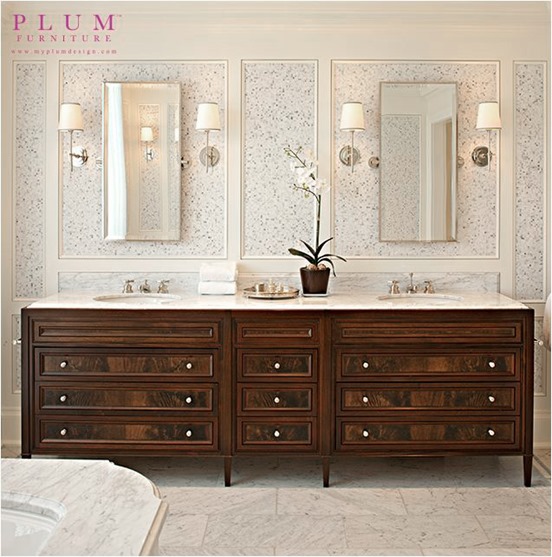 dark stained bathroom vanity