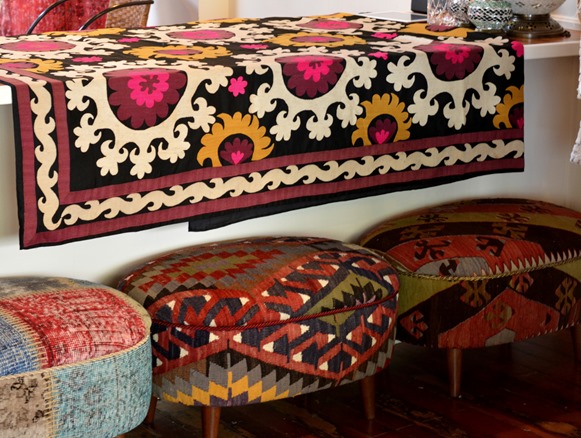 suzani and ottomans