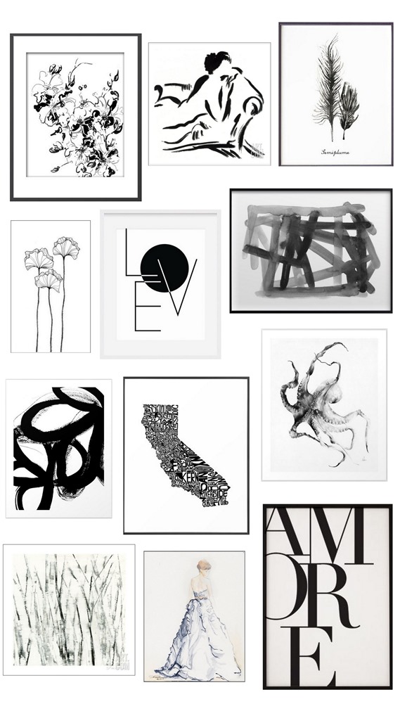 black and white art prints