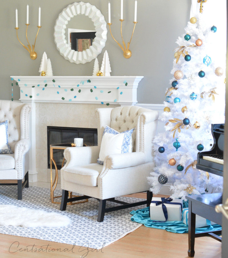 white christmas tree mantel piano