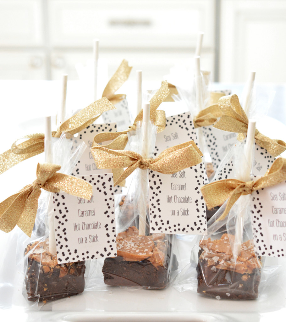 packaged sea salt caramel hot chocolate on a stick