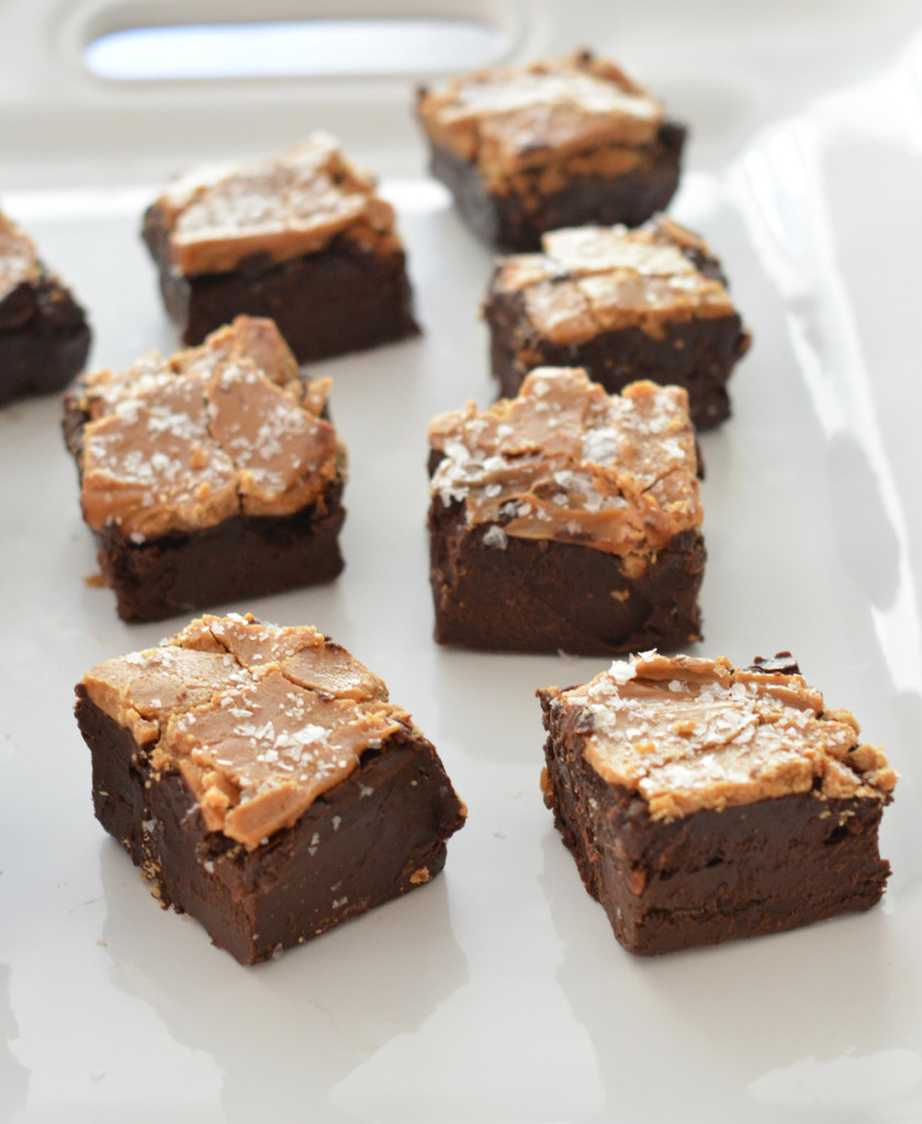 squares of sea salt caramel fudge