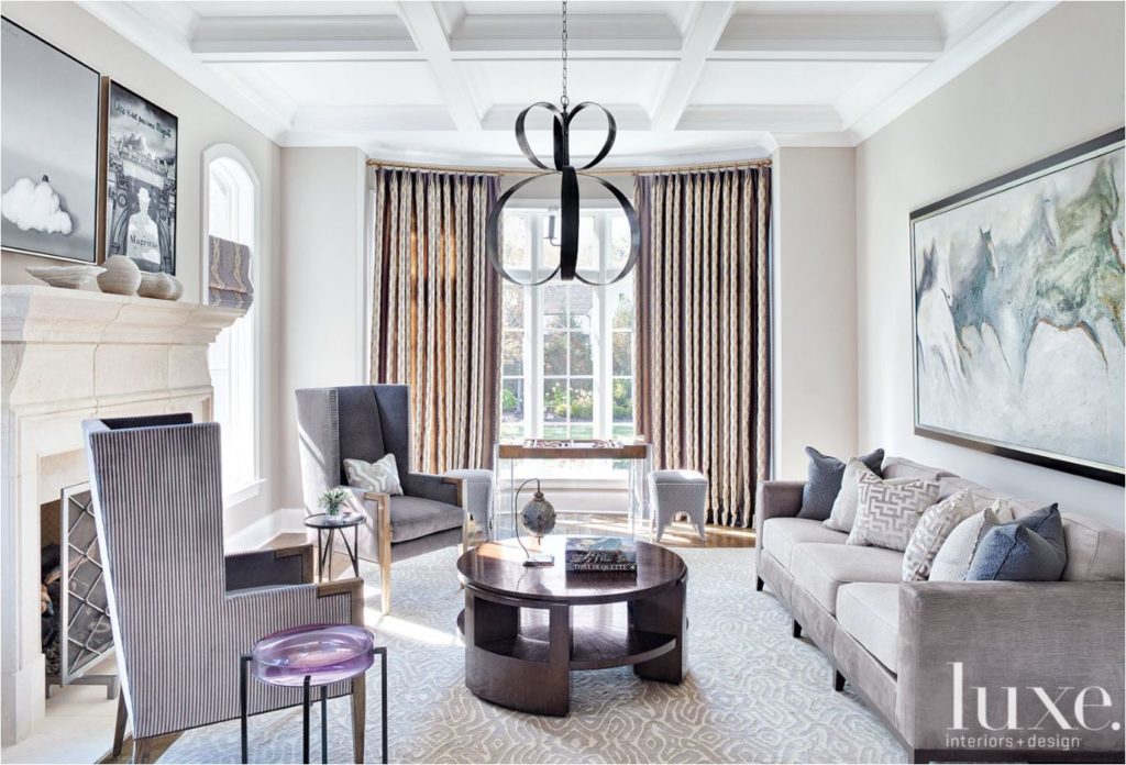 gray and plum living room