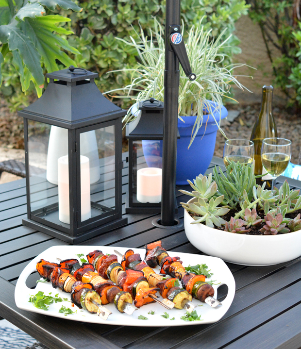 asian kabobs on table