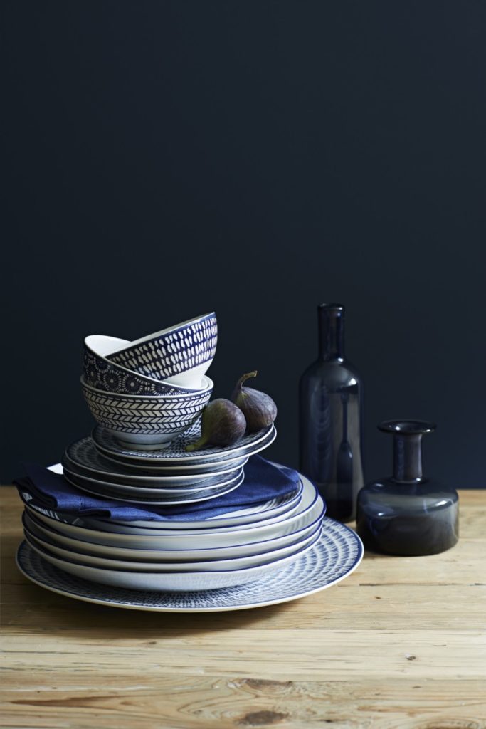 blue and white plates