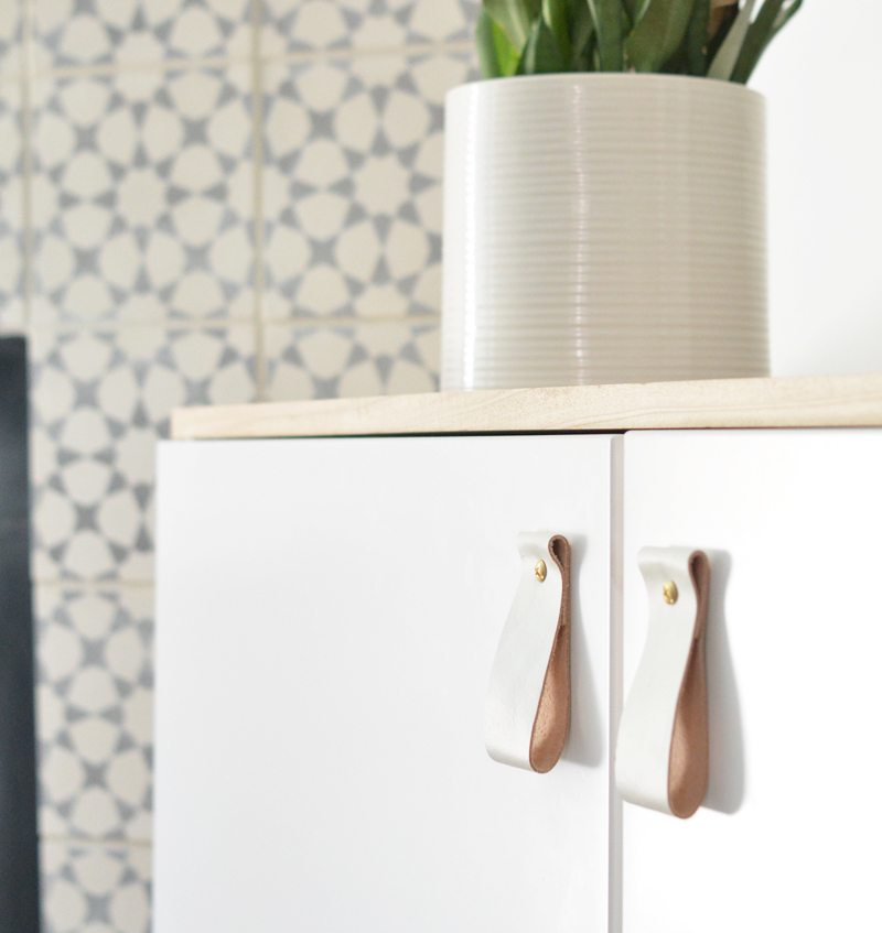 diy white leather pulls