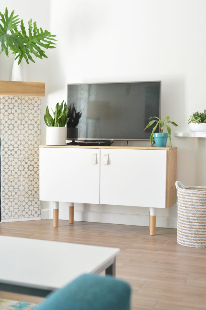 wood white ikea hack console